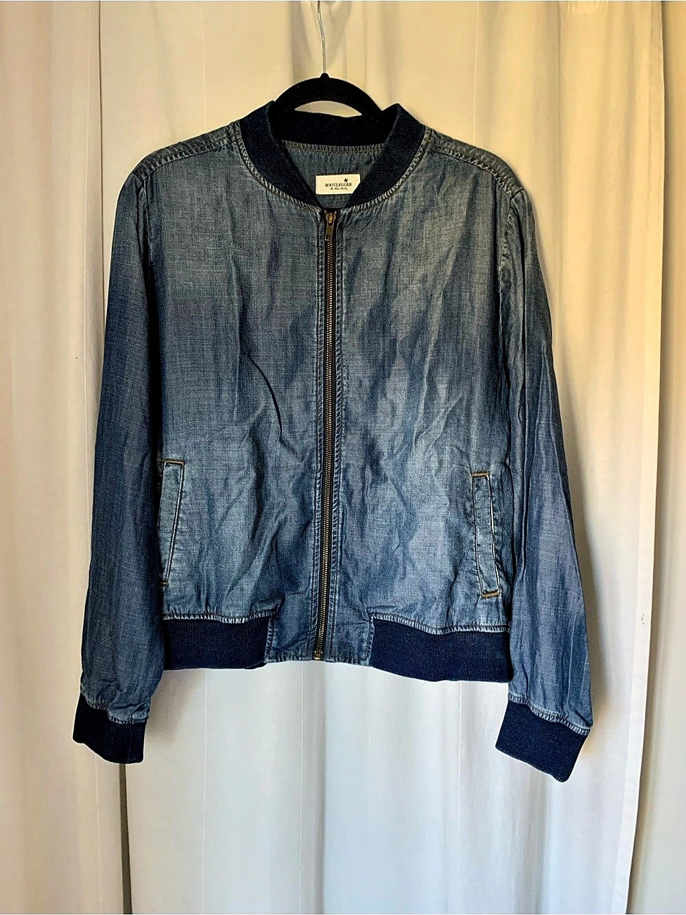 Bootlegger Blue Lyocell Bomber Jacket Size XL